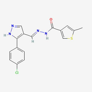 molecular formula C16H13ClN4OS B6080019 N'-{[3-(4-chlorophenyl)-1H-pyrazol-4-yl]methylene}-5-methyl-3-thiophenecarbohydrazide 