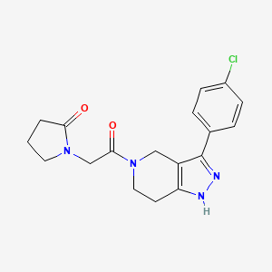 molecular formula C18H19ClN4O2 B6080049 1-{2-[3-(4-chlorophenyl)-1,4,6,7-tetrahydro-5H-pyrazolo[4,3-c]pyridin-5-yl]-2-oxoethyl}-2-pyrrolidinone 