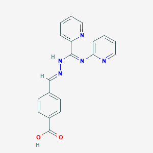 molecular formula C19H15N5O2 B6080076 4-{[2-pyridinyl(2-pyridinylamino)methylene]carbonohydrazonoyl}benzoic acid 