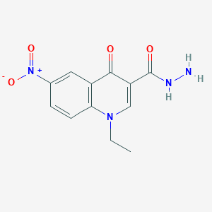 molecular formula C12H12N4O4 B6080093 1-ethyl-6-nitro-4-oxo-1,4-dihydro-3-quinolinecarbohydrazide 