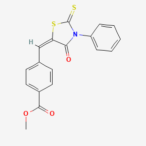 molecular formula C18H13NO3S2 B6080094 methyl 4-[(4-oxo-3-phenyl-2-thioxo-1,3-thiazolidin-5-ylidene)methyl]benzoate 