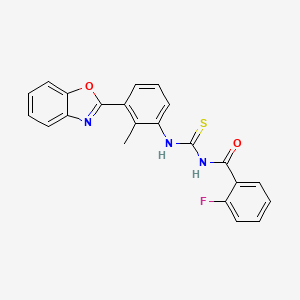 molecular formula C22H16FN3O2S B6080107 N-({[3-(1,3-benzoxazol-2-yl)-2-methylphenyl]amino}carbonothioyl)-2-fluorobenzamide 