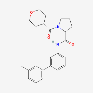 molecular formula C24H28N2O3 B6080109 N-(3'-methyl-3-biphenylyl)-1-(tetrahydro-2H-pyran-4-ylcarbonyl)prolinamide 