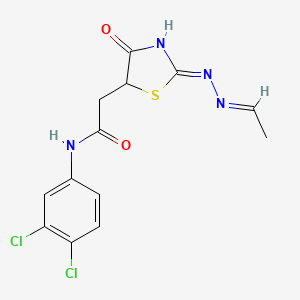 molecular formula C13H12Cl2N4O2S B6080121 N-(3,4-dichlorophenyl)-2-[2-(ethylidenehydrazono)-4-hydroxy-2,5-dihydro-1,3-thiazol-5-yl]acetamide 