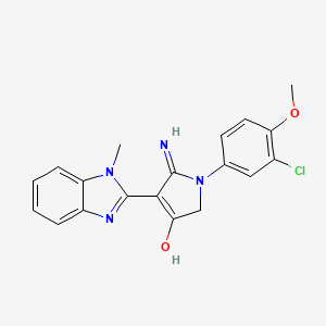 molecular formula C19H17ClN4O2 B6080139 5-amino-1-(3-chloro-4-methoxyphenyl)-4-(1-methyl-1H-benzimidazol-2-yl)-1,2-dihydro-3H-pyrrol-3-one 