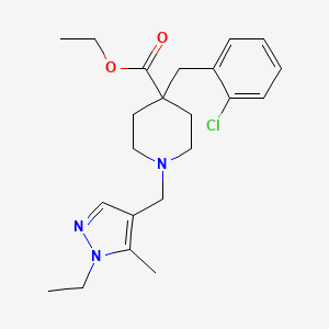 molecular formula C22H30ClN3O2 B6080199 ethyl 4-(2-chlorobenzyl)-1-[(1-ethyl-5-methyl-1H-pyrazol-4-yl)methyl]-4-piperidinecarboxylate 