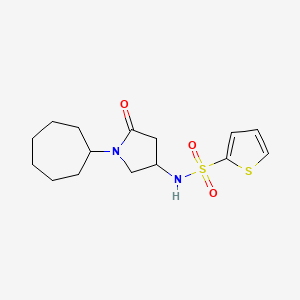 molecular formula C15H22N2O3S2 B6080228 N-(1-cycloheptyl-5-oxo-3-pyrrolidinyl)-2-thiophenesulfonamide 