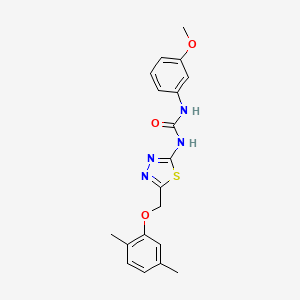 molecular formula C19H20N4O3S B6080290 N-{5-[(2,5-dimethylphenoxy)methyl]-1,3,4-thiadiazol-2-yl}-N'-(3-methoxyphenyl)urea 