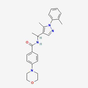 molecular formula C24H28N4O2 B6080318 N-{1-[5-methyl-1-(2-methylphenyl)-1H-pyrazol-4-yl]ethyl}-4-(4-morpholinyl)benzamide 