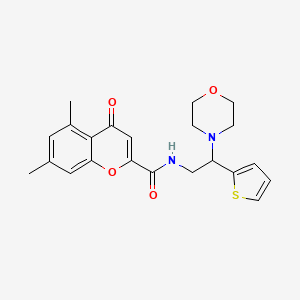 molecular formula C22H24N2O4S B6080332 5,7-dimethyl-N-[2-(4-morpholinyl)-2-(2-thienyl)ethyl]-4-oxo-4H-chromene-2-carboxamide 