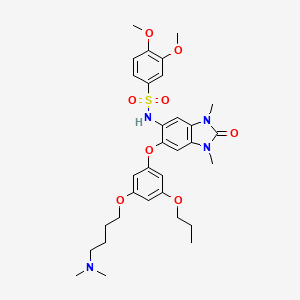 molecular formula C32H42N4O8S B608034 N-(6-{3-[4-(二甲氨基)丁氧基]-5-丙氧基苯氧基}-1,3-二甲基-2-氧代-2,3-二氢-1h-苯并咪唑-5-基)-3,4-二甲氧基苯磺酰胺 CAS No. 1800477-30-8