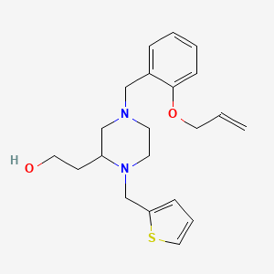 molecular formula C21H28N2O2S B6080345 2-[4-[2-(allyloxy)benzyl]-1-(2-thienylmethyl)-2-piperazinyl]ethanol 