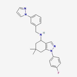 molecular formula C25H26FN5 B6080368 1-(4-fluorophenyl)-6,6-dimethyl-N-[3-(1H-pyrazol-1-yl)benzyl]-4,5,6,7-tetrahydro-1H-indazol-4-amine 