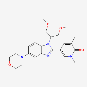 molecular formula C23H30N4O4 B608039 5-[1-(1,3-二甲氧基丙烷-2-基)-5-吗啉-4-基-苯并咪唑-2-基]-1,3-二甲基-吡啶-2-酮 CAS No. 2003197-53-1