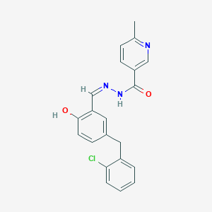molecular formula C21H18ClN3O2 B6080408 N'-[5-(2-chlorobenzyl)-2-hydroxybenzylidene]-6-methylnicotinohydrazide 
