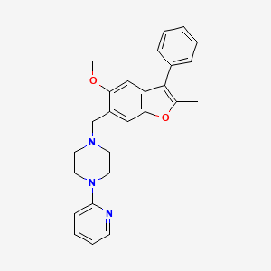 molecular formula C26H27N3O2 B6080478 1-[(5-methoxy-2-methyl-3-phenyl-1-benzofuran-6-yl)methyl]-4-(2-pyridinyl)piperazine 