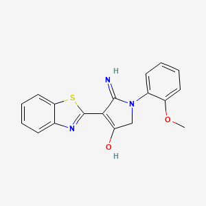 molecular formula C18H15N3O2S B6080487 5-amino-4-(1,3-benzothiazol-2-yl)-1-(2-methoxyphenyl)-1,2-dihydro-3H-pyrrol-3-one 
