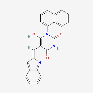 molecular formula C23H15N3O3 B6080494 5-(1H-indol-2-ylmethylene)-1-(1-naphthyl)-2,4,6(1H,3H,5H)-pyrimidinetrione 