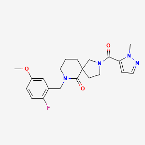 molecular formula C21H25FN4O3 B6080496 7-(2-fluoro-5-methoxybenzyl)-2-[(1-methyl-1H-pyrazol-5-yl)carbonyl]-2,7-diazaspiro[4.5]decan-6-one 