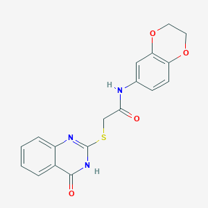 molecular formula C18H15N3O4S B6080545 N-(2,3-dihydro-1,4-benzodioxin-6-yl)-2-[(4-oxo-3,4-dihydro-2-quinazolinyl)thio]acetamide 