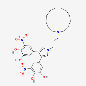 molecular formula C31H40N4O8 B608056 4,4'-[1-[3-(1-氮杂环十三烷-1-基)丙基]-1H-吡咯-3,4-二基]双(6-硝基邻苯二酚) CAS No. 1561902-73-5