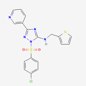 molecular formula C18H14ClN5O2S2 B6080564 1-[(4-chlorophenyl)sulfonyl]-3-pyridin-3-yl-N-(2-thienylmethyl)-1H-1,2,4-triazol-5-amine 