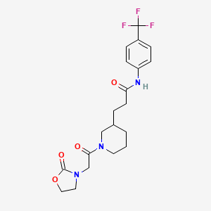 molecular formula C20H24F3N3O4 B6080580 3-{1-[(2-oxo-1,3-oxazolidin-3-yl)acetyl]-3-piperidinyl}-N-[4-(trifluoromethyl)phenyl]propanamide 