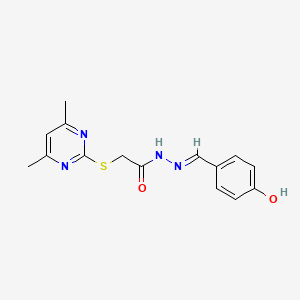 molecular formula C15H16N4O2S B6080621 2-[(4,6-dimethyl-2-pyrimidinyl)thio]-N'-(4-hydroxybenzylidene)acetohydrazide 