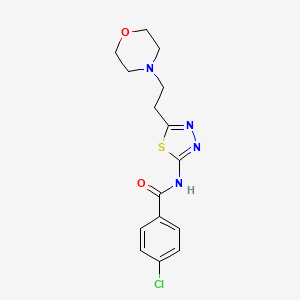 molecular formula C15H17ClN4O2S B6080631 4-chloro-N-{5-[2-(4-morpholinyl)ethyl]-1,3,4-thiadiazol-2-yl}benzamide 