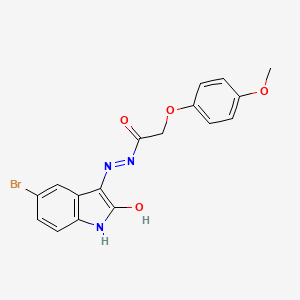 molecular formula C17H14BrN3O4 B6080643 N'-(5-bromo-2-oxo-1,2-dihydro-3H-indol-3-ylidene)-2-(4-methoxyphenoxy)acetohydrazide 