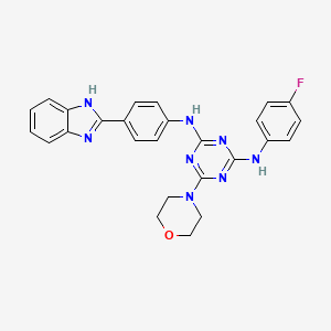 N2-(4-(1H-benzo[d]imidazol-2-yl)phenyl)-N4-(4-fluorophenyl)-6-morpholino-1,3,5-triazine-2,4-diamine