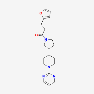 molecular formula C20H26N4O2 B6080674 2-(4-{1-[3-(2-furyl)propanoyl]-3-pyrrolidinyl}-1-piperidinyl)pyrimidine 