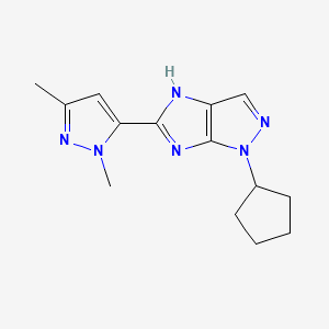molecular formula C14H18N6 B6080706 1-cyclopentyl-5-(1,3-dimethyl-1H-pyrazol-5-yl)-1,4-dihydroimidazo[4,5-c]pyrazole 