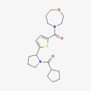 molecular formula C20H28N2O3S B6080722 4-({5-[1-(cyclopentylcarbonyl)-2-pyrrolidinyl]-2-thienyl}carbonyl)-1,4-oxazepane 