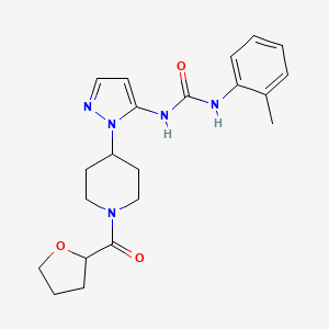 molecular formula C21H27N5O3 B6080729 N-(2-methylphenyl)-N'-{1-[1-(tetrahydro-2-furanylcarbonyl)-4-piperidinyl]-1H-pyrazol-5-yl}urea 