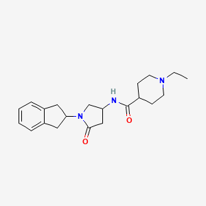 molecular formula C21H29N3O2 B6080742 N-[1-(2,3-dihydro-1H-inden-2-yl)-5-oxo-3-pyrrolidinyl]-1-ethyl-4-piperidinecarboxamide 