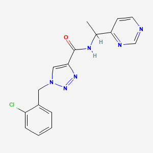 molecular formula C16H15ClN6O B6080789 1-(2-chlorobenzyl)-N-[1-(4-pyrimidinyl)ethyl]-1H-1,2,3-triazole-4-carboxamide 