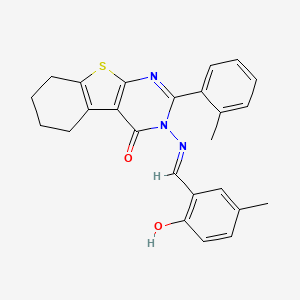 molecular formula C25H23N3O2S B6080848 3-[(2-hydroxy-5-methylbenzylidene)amino]-2-(2-methylphenyl)-5,6,7,8-tetrahydro[1]benzothieno[2,3-d]pyrimidin-4(3H)-one 