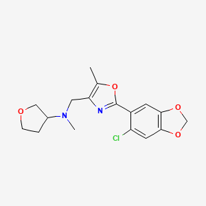 molecular formula C17H19ClN2O4 B6080850 N-{[2-(6-chloro-1,3-benzodioxol-5-yl)-5-methyl-1,3-oxazol-4-yl]methyl}-N-methyltetrahydro-3-furanamine 
