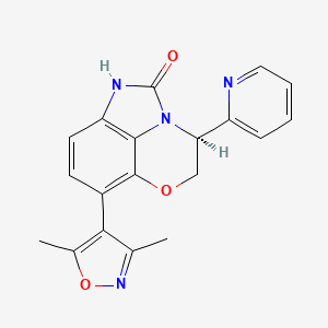 molecular formula C19H16N4O3 B608088 (11S)-7-(3,5-二甲基-1,2-恶唑-4-基)-11-吡啶-2-基-9-氧杂-1,3-二氮杂三环[6.3.1.04,12]十二-4(12),5,7-三烯-2-酮 CAS No. 1628607-64-6