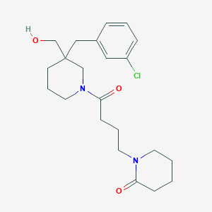 molecular formula C22H31ClN2O3 B6080880 1-{4-[3-(3-chlorobenzyl)-3-(hydroxymethyl)-1-piperidinyl]-4-oxobutyl}-2-piperidinone 