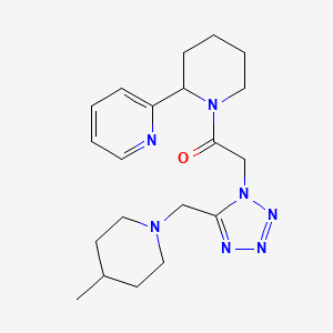 2-[1-({5-[(4-methyl-1-piperidinyl)methyl]-1H-tetrazol-1-yl}acetyl)-2-piperidinyl]pyridine