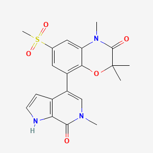 molecular formula C20H21N3O5S B608089 2,2,4-三甲基-8-(6-甲基-7-氧代-1H-吡咯并[2,3-c]吡啶-4-基)-6-甲基磺酰基-1,4-苯并恶嗪-3-酮 CAS No. 1820889-23-3