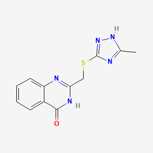 molecular formula C12H11N5OS B6080907 2-{[(5-methyl-4H-1,2,4-triazol-3-yl)thio]methyl}-4(3H)-quinazolinone 
