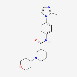 molecular formula C21H28N4O2 B6080940 N-[4-(2-methyl-1H-imidazol-1-yl)phenyl]-1-(tetrahydro-2H-pyran-4-yl)-3-piperidinecarboxamide 
