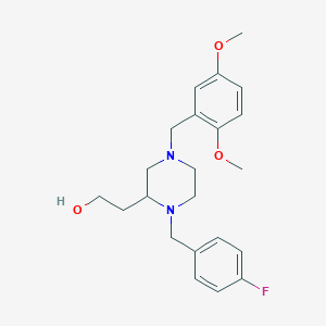 molecular formula C22H29FN2O3 B6080947 2-[4-(2,5-dimethoxybenzyl)-1-(4-fluorobenzyl)-2-piperazinyl]ethanol 