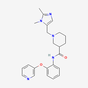 molecular formula C23H27N5O2 B6080958 1-[(1,2-dimethyl-1H-imidazol-5-yl)methyl]-N-[2-(3-pyridinyloxy)phenyl]-3-piperidinecarboxamide 