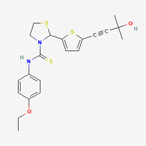 molecular formula C21H24N2O2S3 B6080997 N-(4-ethoxyphenyl)-2-[5-(3-hydroxy-3-methylbut-1-yn-1-yl)-2-thienyl]-1,3-thiazolidine-3-carbothioamide 