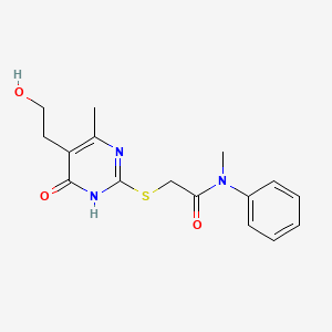 molecular formula C16H19N3O3S B6081004 2-{[5-(2-hydroxyethyl)-4-methyl-6-oxo-1,6-dihydro-2-pyrimidinyl]thio}-N-methyl-N-phenylacetamide 
