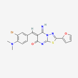 molecular formula C18H14BrN5O2S B6081045 6-[3-bromo-4-(dimethylamino)benzylidene]-2-(2-furyl)-5-imino-5,6-dihydro-7H-[1,3,4]thiadiazolo[3,2-a]pyrimidin-7-one 